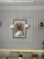 Beyaz Üçlü Yemek Masası Sarkıt Avize