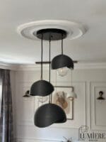 Siyah Asil Beton Avize Üçlü Sarkıt