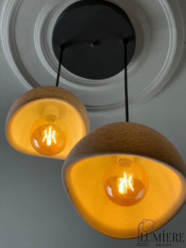 144 Siyah İkili Sarkıt Avize - Modern Beton | 2'li - Görsel 1