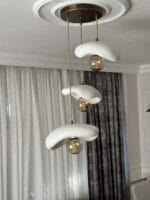 Leaf Avize – Eskitme Üçlü Sarkıt Modern Beton Görünümlü - Görsel 4