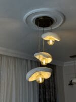 Leaf Avize – Eskitme Üçlü Sarkıt Modern Beton Görünümlü - Görsel 3