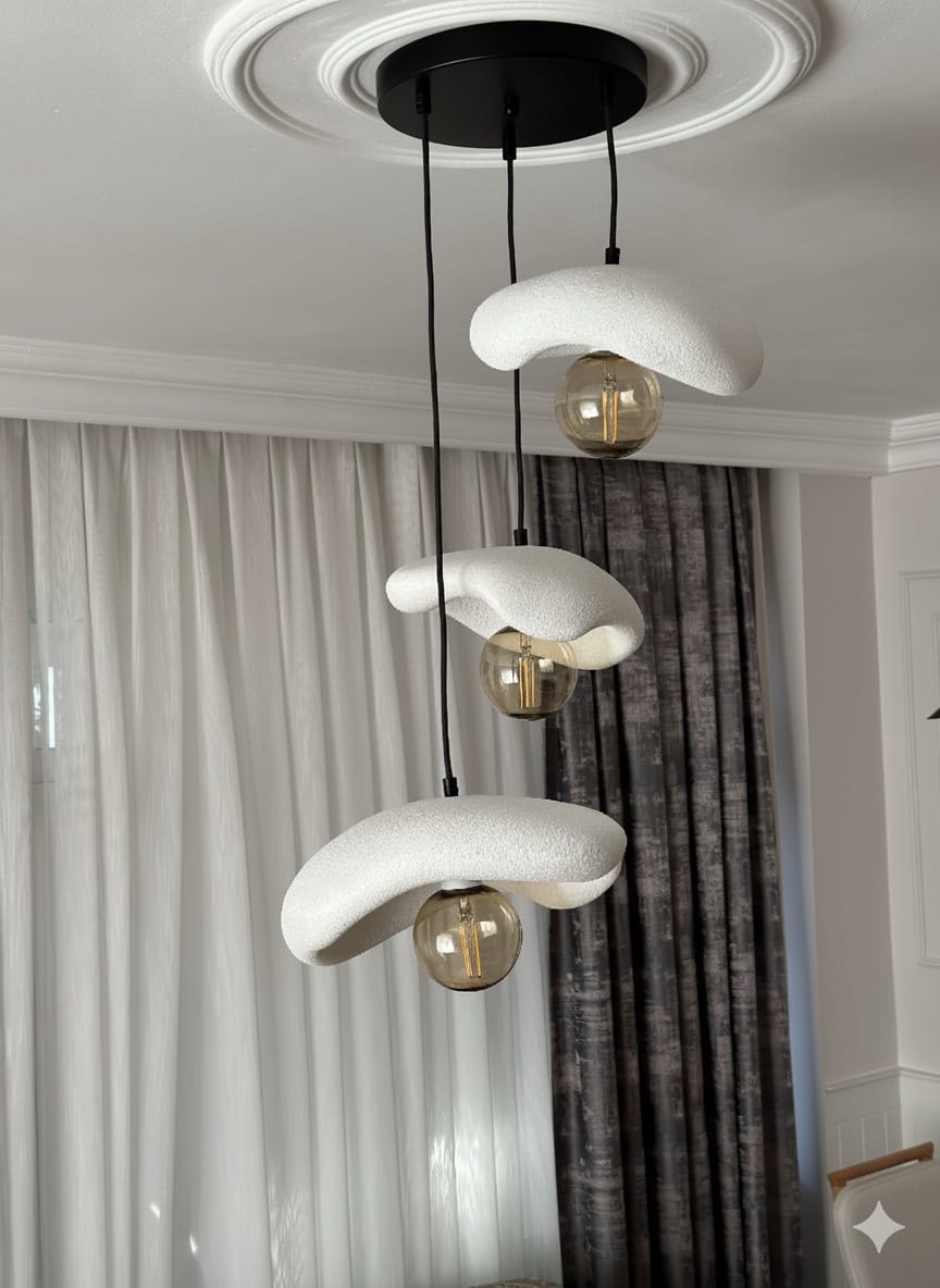 img_7068 Leaf Avize – Siyah Üçlü Sarkıt Modern Beton Görünümlü - Görsel 1