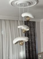 Leaf Avize – Beyaz Üçlü Sarkıt Modern Beton Görünümlü - Görsel 4