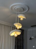 Leaf Avize – Beyaz Üçlü Sarkıt Modern Beton Görünümlü - Görsel 3