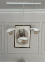 Leaf Avize – Beyaz Üçlü Yemek Masası Sarkıt Modern Beton Görünümlü