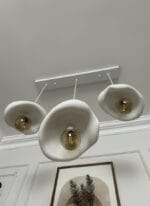 Leaf Avize – Beyaz Üçlü Yemek Masası Sarkıt Modern Beton Görünümlü - Görsel 2