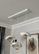 Leaf Avize – Beyaz Üçlü Yemek Masası Sarkıt Modern Beton Görünümlü - Görsel 3