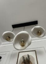 Leaf Avize – Siyah Üçlü Yemek Masası Sarkıt Modern Beton Görünümlü - Görsel 3