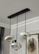 Leaf Avize – Siyah Üçlü Yemek Masası Sarkıt Modern Beton Görünümlü