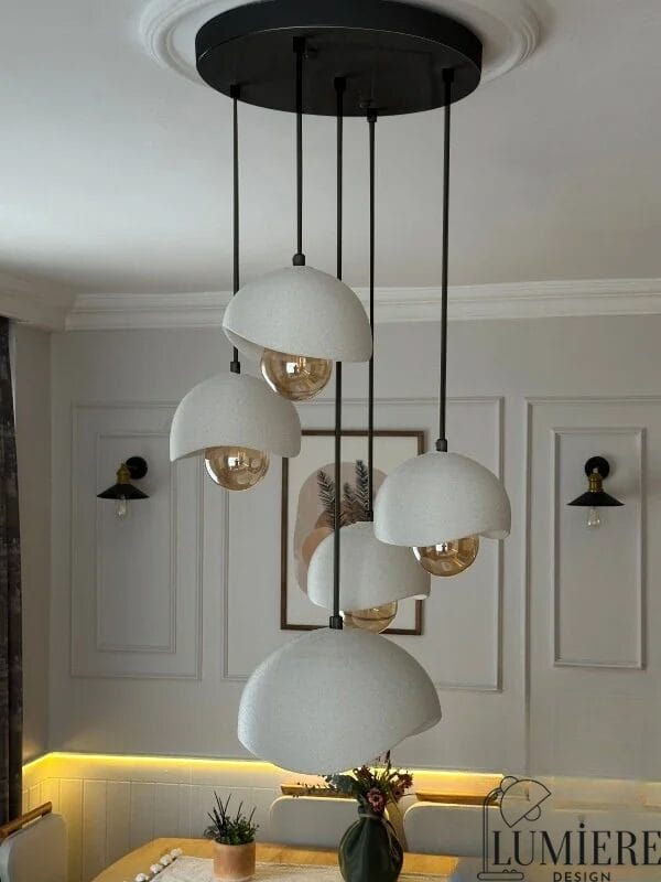 lumiere-site-besli-model-10 Siyah Beşli Sarkıt Avize – Modern Beton | 5’li - Görsel 1