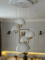 Beyaz Beşli Sarkıt Avize – Modern Beton | 5’li