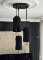 Luma Avize 3’lü SİYAH-SİYAH Bohem Sarkıt Avize – T125 LED Ampullü - Görsel 3