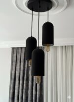 Luma Avize 3’lü SİYAH-SİYAH Bohem Sarkıt Avize – T125 LED Ampullü